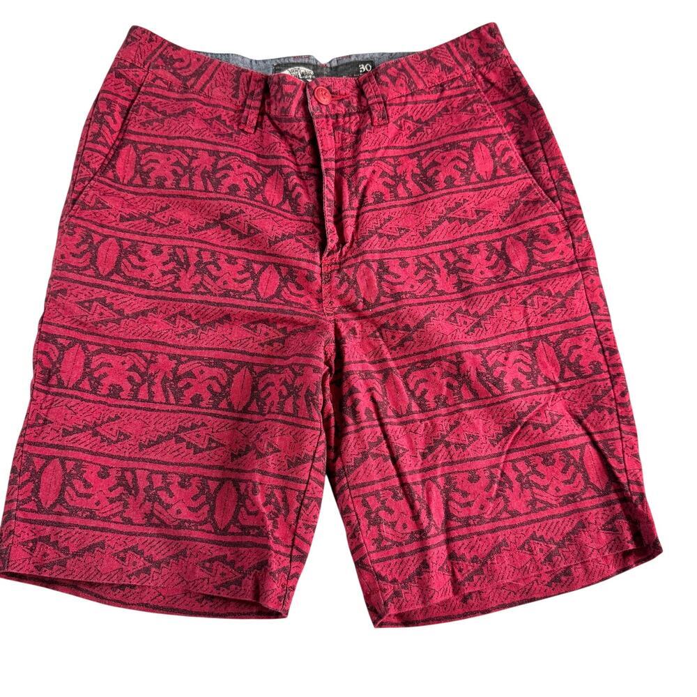 Vans Off The Wall Mens 30 Burgundy Tribal Aztec Print Shorts Cotton Blend Skate
